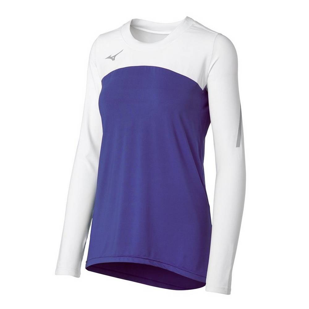 Maglia Mizuno Pallavolo Techno VII Long Sleeve Donna - Viola/Bianche - 72140-OXBY